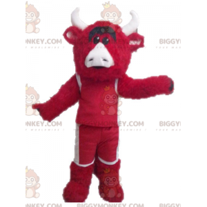 Red and White Bull BIGGYMONKEY™ Maskottchenkostüm. BIGGYMONKEY™