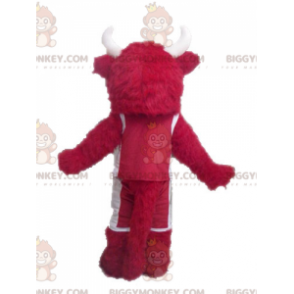 Disfraz de mascota Toro rojo y blanco BIGGYMONKEY™. Disfraz de