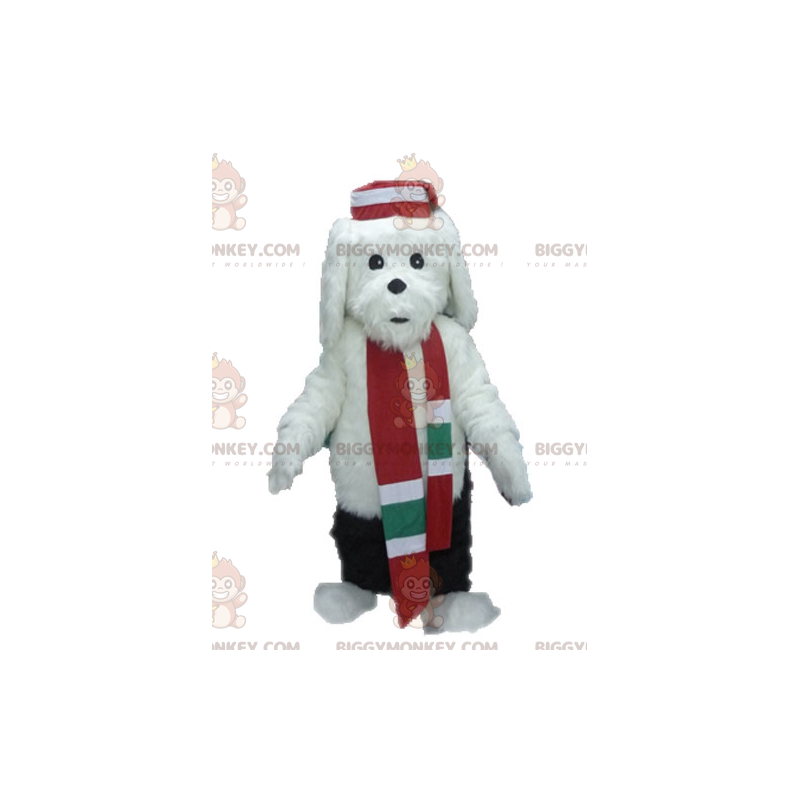 Soft and Furry White and Black Dog BIGGYMONKEY™ Mascot Costume