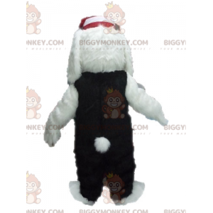 Costume mascotte BIGGYMONKEY™ cane bianco e nero morbido e