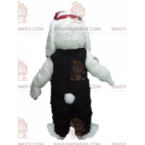 Costume de mascotte BIGGYMONKEY™ de chien blanc et noir doux et