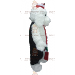 Costume mascotte BIGGYMONKEY™ cane bianco e nero morbido e