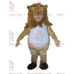 Costume de mascotte BIGGYMONKEY™ de lion beige et blanc géant -