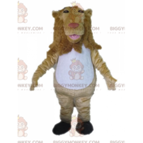 Costume de mascotte BIGGYMONKEY™ de lion beige et blanc géant -