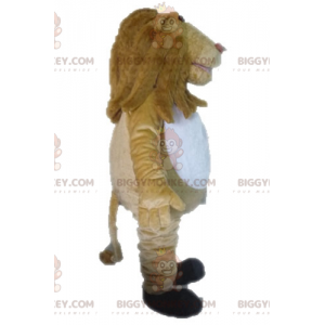 Costume de mascotte BIGGYMONKEY™ de lion beige et blanc géant -