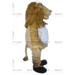 Jättebeige och vitt lejon BIGGYMONKEY™ maskotdräkt -