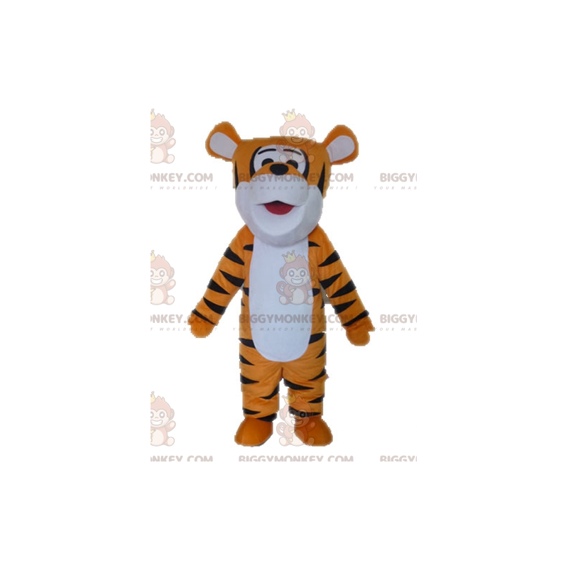 Orange vit och svart tiger BIGGYMONKEY™ maskotdräkt. Tigger