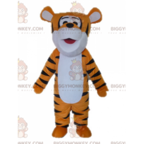 Costume de mascotte BIGGYMONKEY™ de tigre orange blanc et noir.