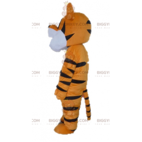Costume mascotte BIGGYMONKEY™ tigre bianca e nera arancione.