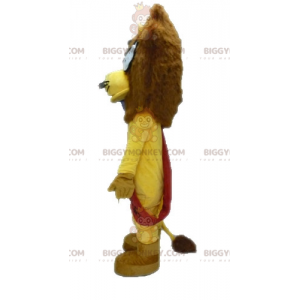 BIGGYMONKEY™ Mascot Costume Yellow & Brown Lion With Glasses -