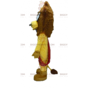 Kostým maskota BIGGYMONKEY™ Žlutý a hnědý lev s brýlemi –