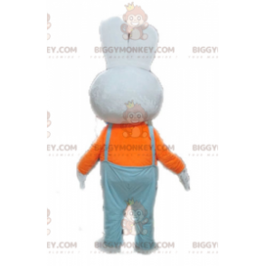 BIGGYMONKEY™ Costume da mascotte coniglio bianco con tuta blu -