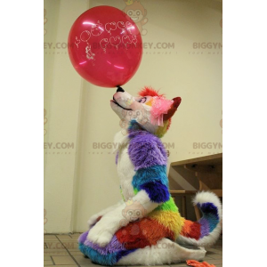 Costume de mascotte BIGGYMONKEY™ de chien multicolore tout