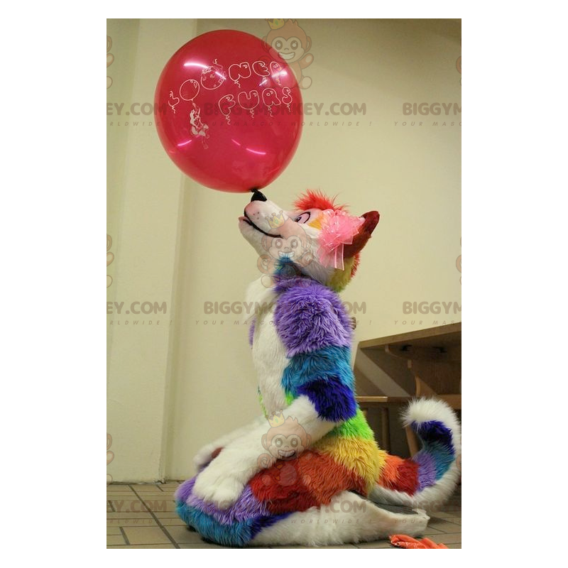 Costume de mascotte BIGGYMONKEY™ de chien multicolore tout