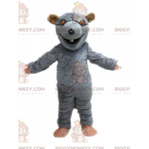 BIGGYMONKEY™ Costume da mascotte topo gigante grigio e marrone.