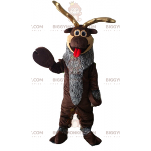 Traje de mascote de rena marrom e cinza BIGGYMONKEY™. Traje de