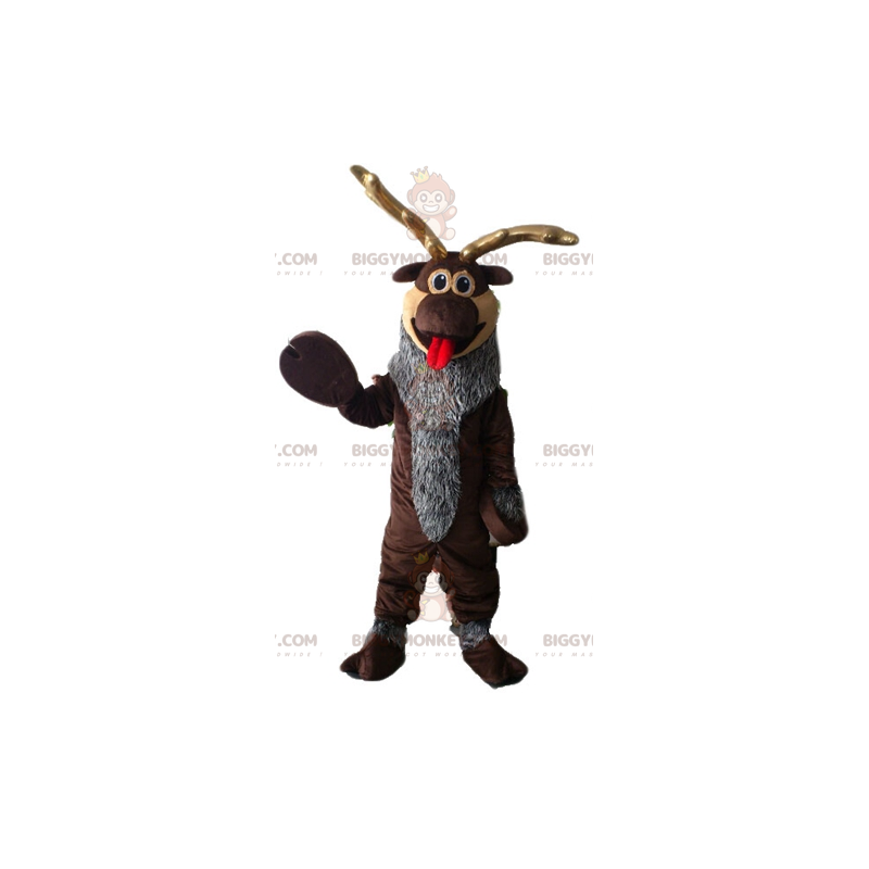 Brown and Gray Reindeer BIGGYMONKEY™ Mascot Costume. Caribou