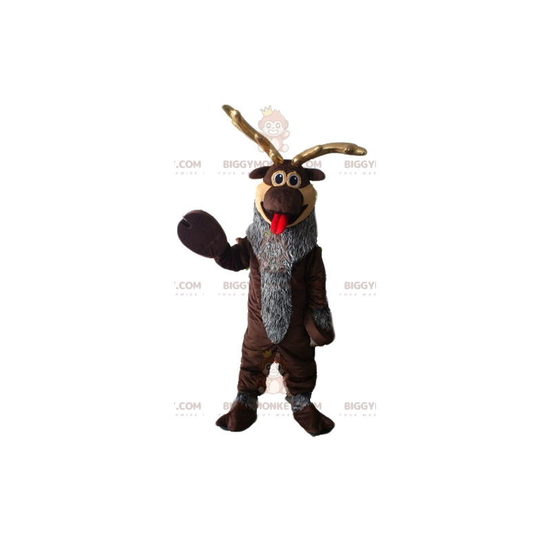 Costume de mascotte BIGGYMONKEY™ de renne marron et gris.