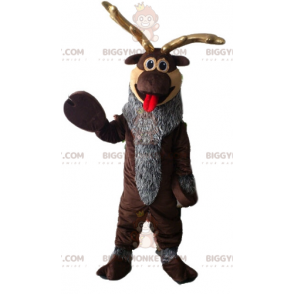 Brown and Gray Reindeer BIGGYMONKEY™ Mascot Costume. Caribou