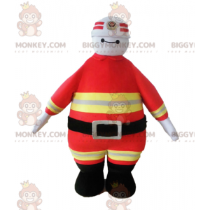 Costume de mascotte BIGGYMONKEY™ de pompier en uniforme orange