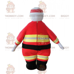 Brandmans BIGGYMONKEY™ maskotdräkt i orange och gul uniform -