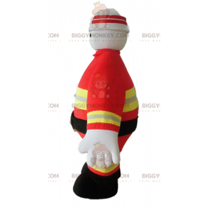 Costume de mascotte BIGGYMONKEY™ de pompier en uniforme orange