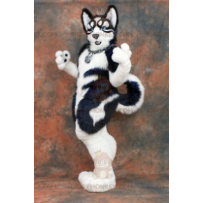 Costume de mascotte BIGGYMONKEY™ de chien noir et blanc -