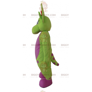 BIGGYMONKEY™ Costume mascotte dinosauro a pois verde e rosa -