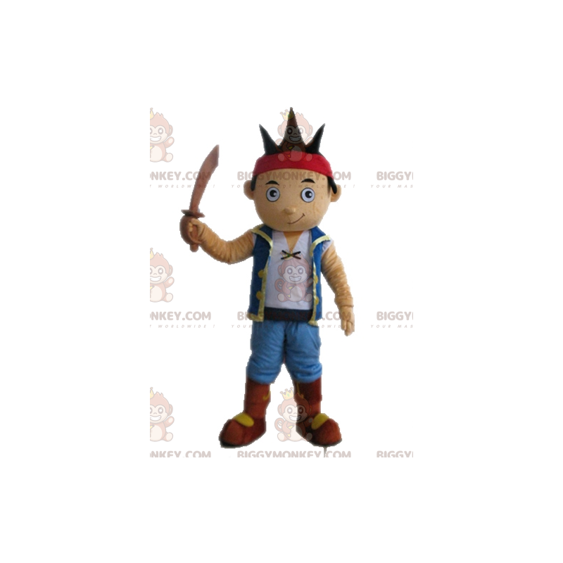 BIGGYMONKEY™ Brown Boy Pirate Dress Up Mascot Costume -