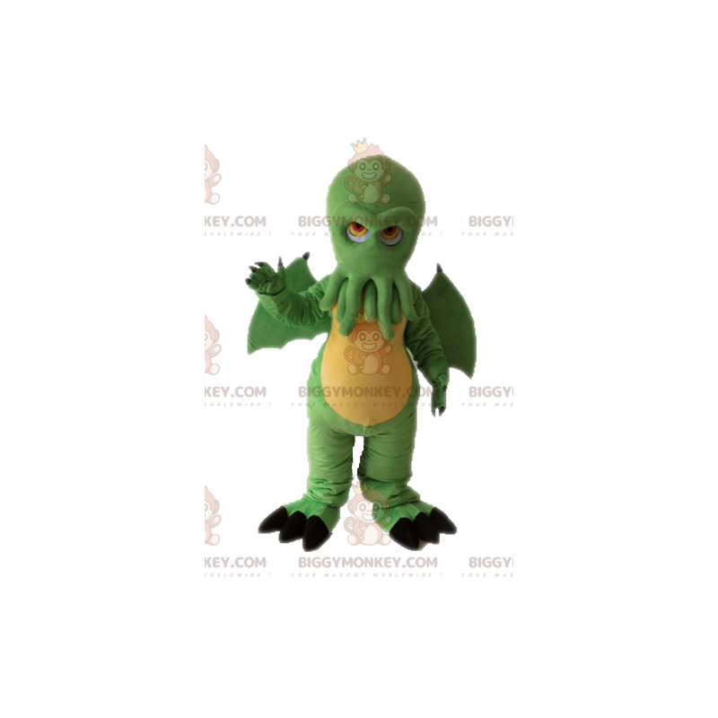 Costume de mascotte BIGGYMONKEY™ de dragon vert avec une tête