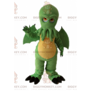 BIGGYMONKEY™ Costume da mascotte Drago verde con testa di polpo