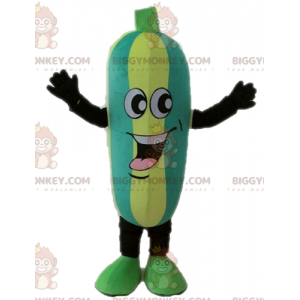 Zweifarbiges Zucchini BIGGYMONKEY™ Maskottchen-Kostüm. Gurke