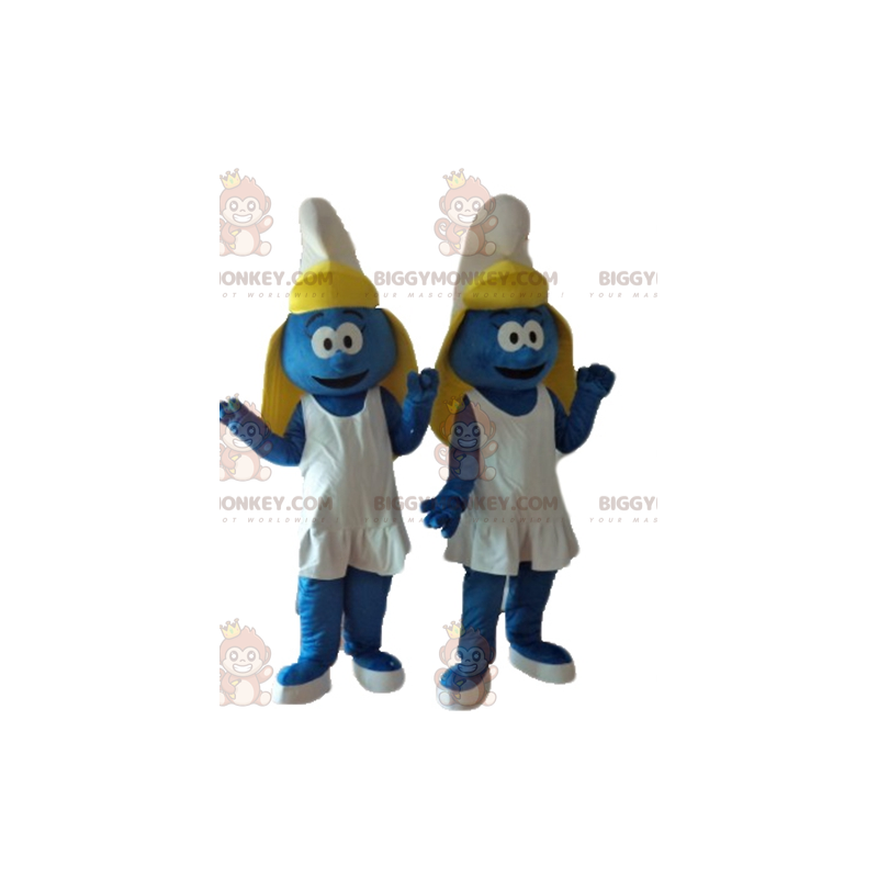 2 BIGGYMONKEY™s Smurfette cartoon character mascot -