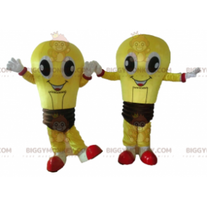 2 mascotas BIGGYMONKEY™ de bombillas gigantes amarillas y