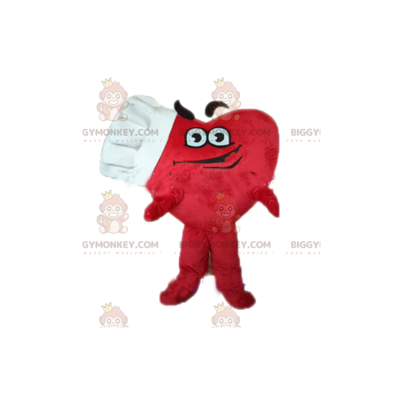 Riesiges rotes Herz BIGGYMONKEY™ Maskottchen-Kostüm mit Hut -