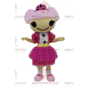 Costume de mascotte BIGGYMONKEY™ de fille aux cheveux roses.