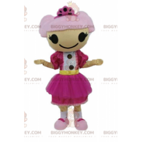 Costume de mascotte BIGGYMONKEY™ de fille aux cheveux roses.