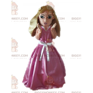 BIGGYMONKEY™ Mascottekostuum Blonde prinses gekleed in roze