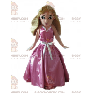 Kostým BIGGYMONKEY™ maskot Blonďatá princezna v růžových šatech