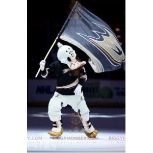 BIGGYMONKEY™ Riesenenten-Maskottchen-Kostüm im Hockey-Outfit -