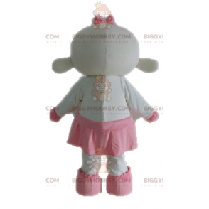 Weißes und rosa Schaf BIGGYMONKEY™ Maskottchen-Kostüm. Lamm