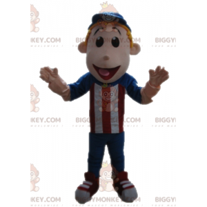 BIGGYMONKEY™-mascottekostuum voor jongens in rood, blauw en wit