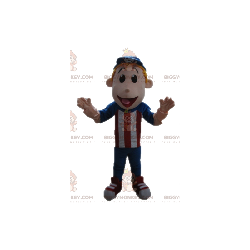 Traje de mascote BIGGYMONKEY™ para menino vestido em vermelho