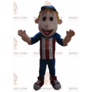 BIGGYMONKEY™-mascottekostuum voor jongens in rood, blauw en wit