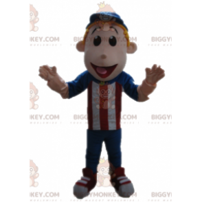 Boy's BIGGYMONKEY™ Mascot Costume Dress Up i rød, blå og hvid -