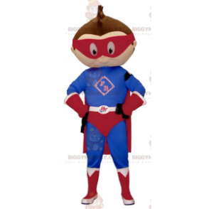 Little Boy BIGGYMONKEY™ Mascot Costume Dressed In Superhero