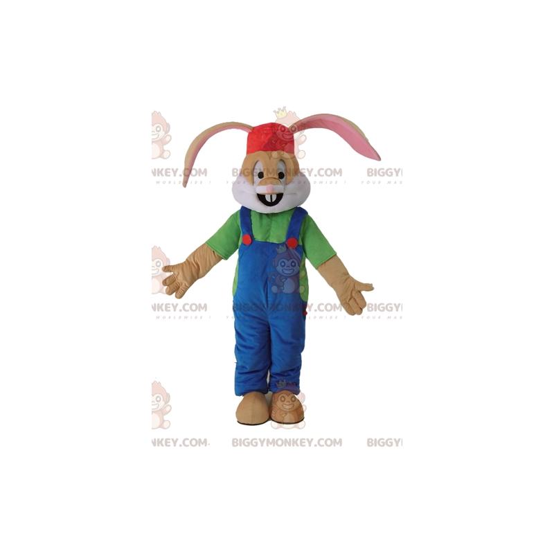 Costume de mascotte BIGGYMONKEY™ de lapin marron habillé d'une