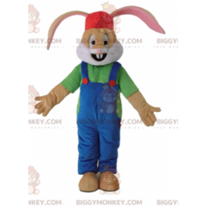 Brun kanin BIGGYMONKEY™ maskotkostume klædt i overalls -