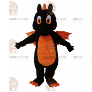 Riesiger schwarz-oranger Drache BIGGYMONKEY™ Maskottchen-Kostüm