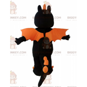 Kæmpe sort og orange drage BIGGYMONKEY™ maskotkostume -